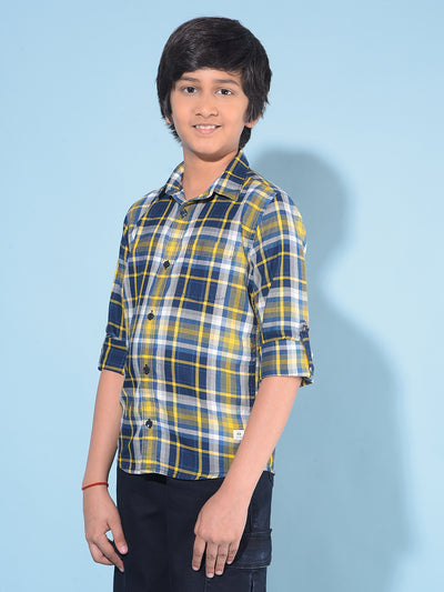 Mustard Tartan Check 100% Cotton Shirt-Boys Shirts-Crimsoune Club