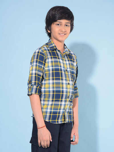 Mustard Tartan Check 100% Cotton Shirt-Boys Shirts-Crimsoune Club