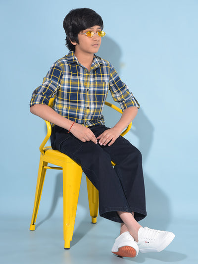 Mustard Tartan Check 100% Cotton Shirt-Boys Shirts-Crimsoune Club