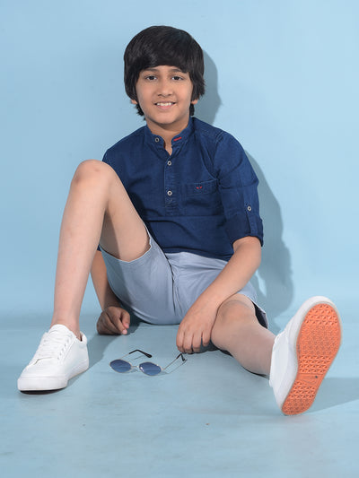 Blue 100% Cotton Shirt-Boys Shirts-Crimsoune Club