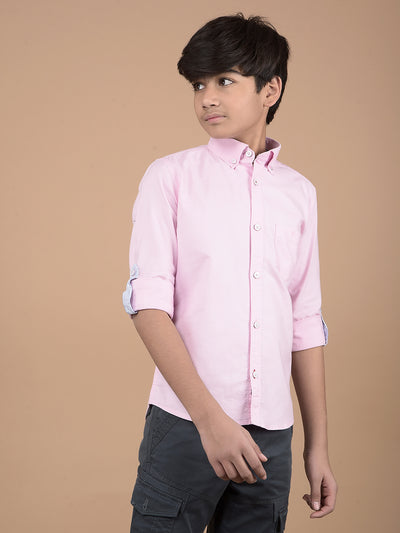 Pink Button Down Collar 100% Cotton Shirt