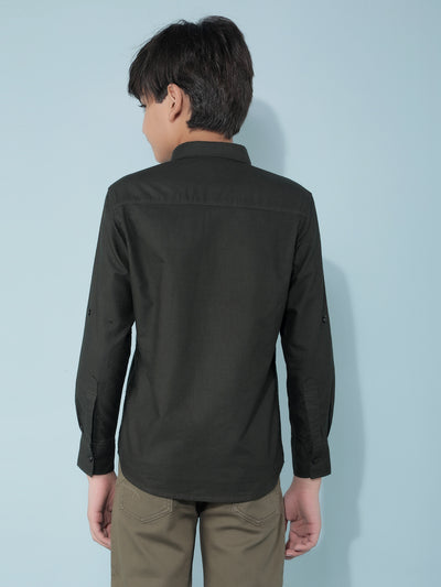 Olive 100% Cotton Shirt-Boys Shirts-Crimsoune Club