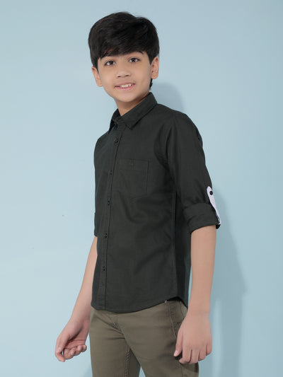 Olive 100% Cotton Shirt-Boys Shirts-Crimsoune Club