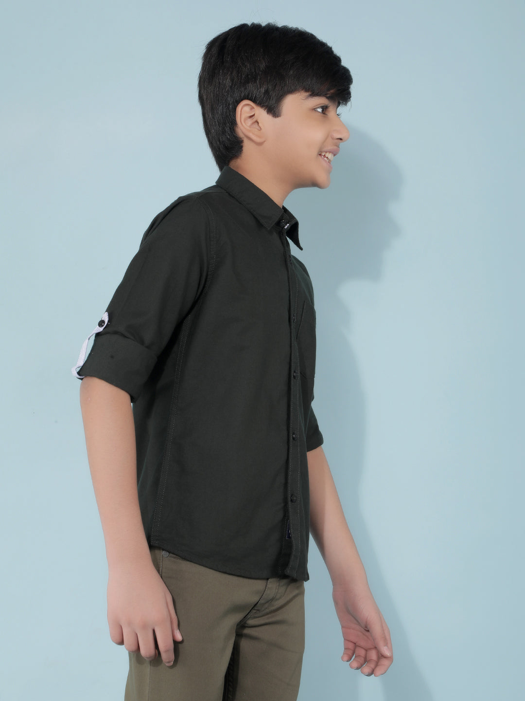 Olive 100% Cotton Shirt-Boys Shirts-Crimsoune Club