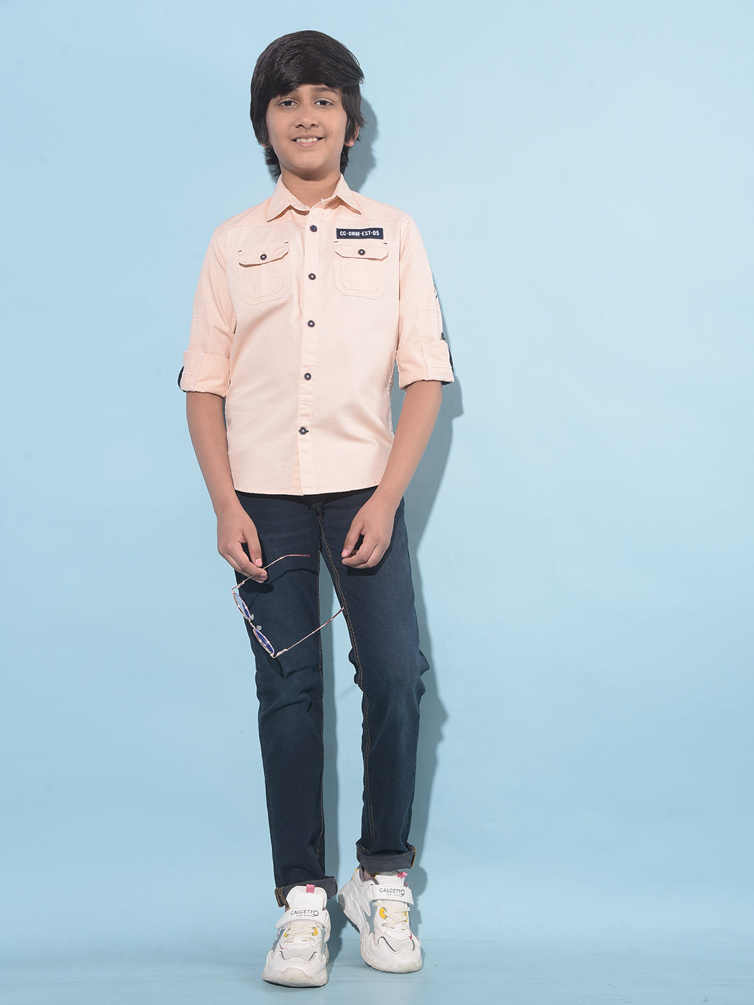 Peach Shirt-Boys Shirts-Crimsoune Club