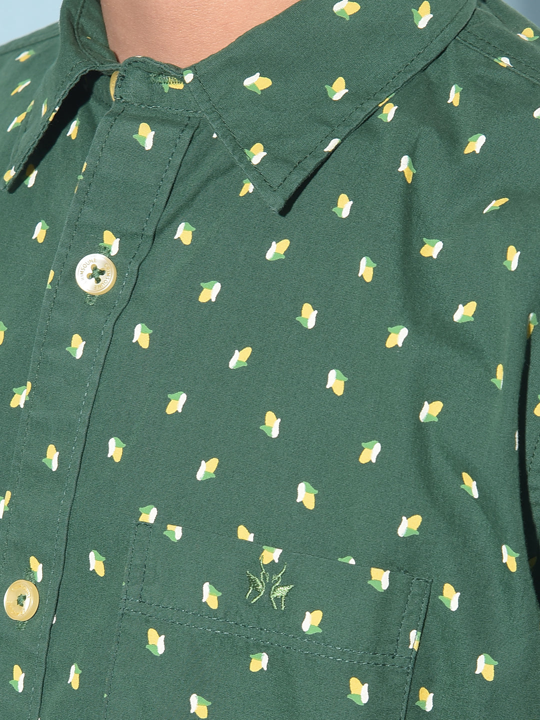 Green Printed 100% Cotton Shirt-Boys Shirts-Crimsoune Club