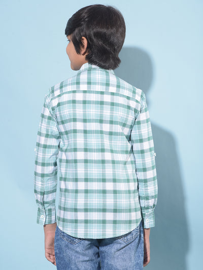 Green Tartan Check 100% Cotton Shirt-Boys Shirts-Crimsoune Club