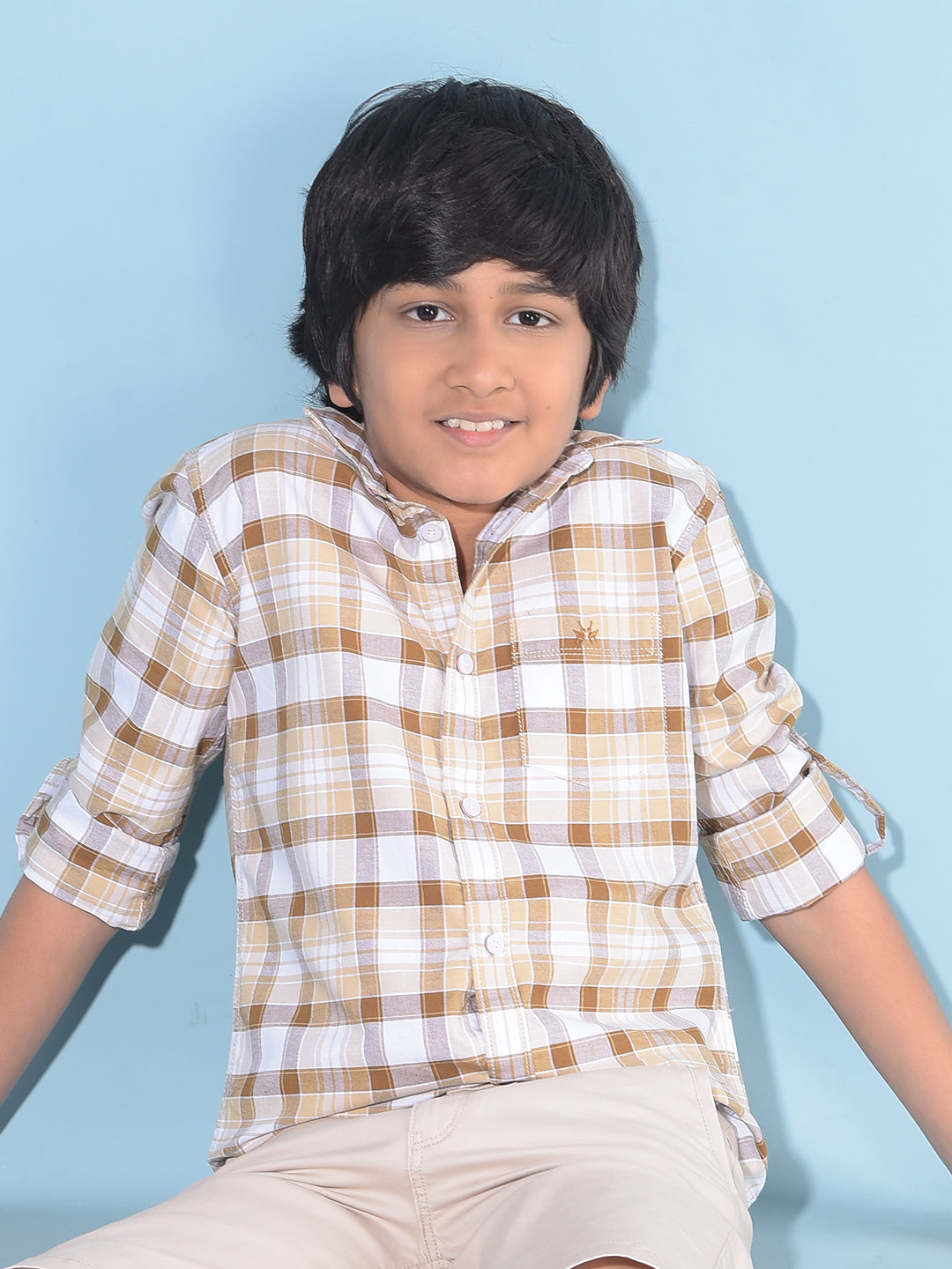 Brown 100% Cotton Shirt-Boys Shirts-Crimsoune Club