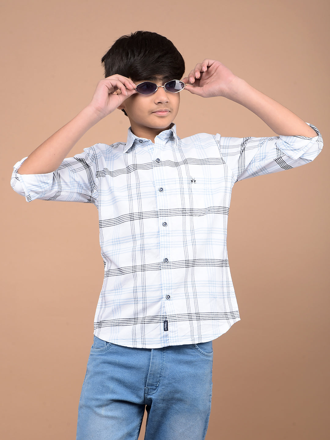 White Checked 100% Cotton Shirt