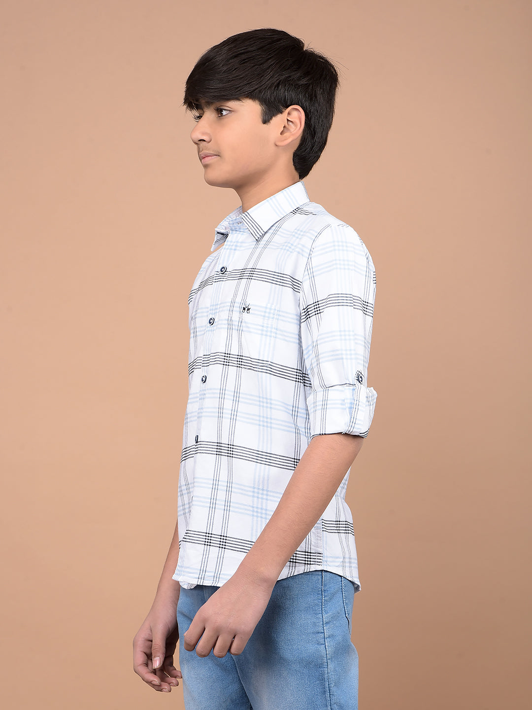 White Checked 100% Cotton Shirt