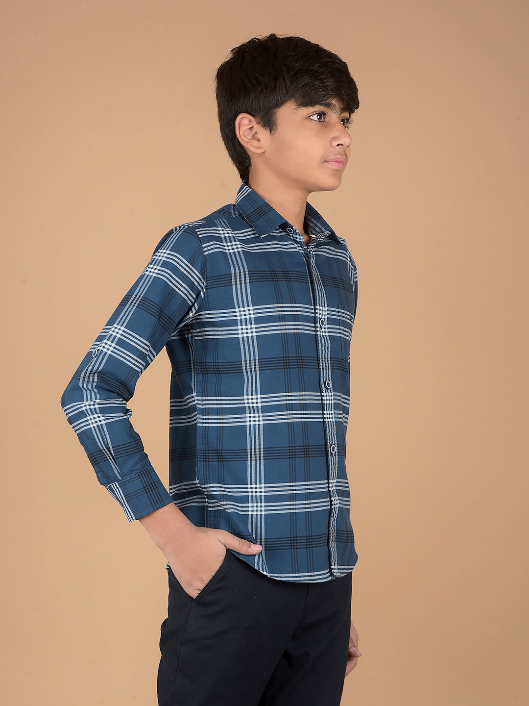 Blue Checked 100% Cotton Shirt