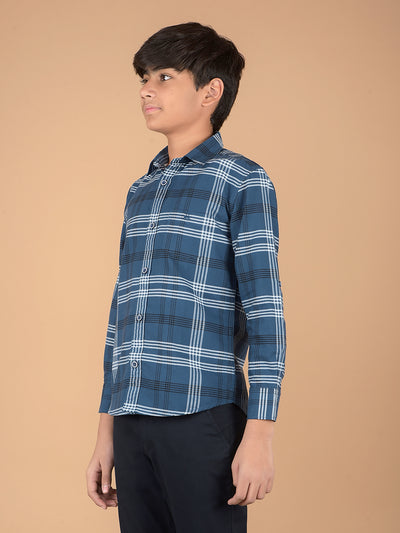 Blue Checked 100% Cotton Shirt