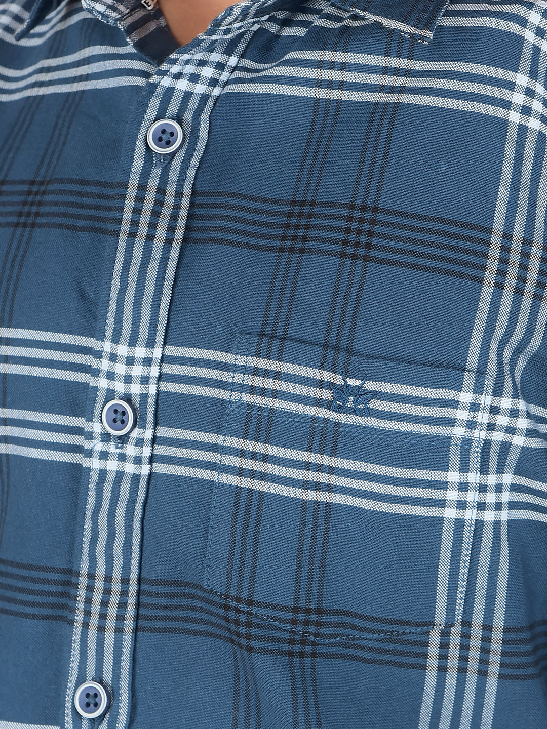 Blue Checked 100% Cotton Shirt