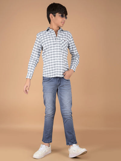 White Checked 100% Cotton Shirt