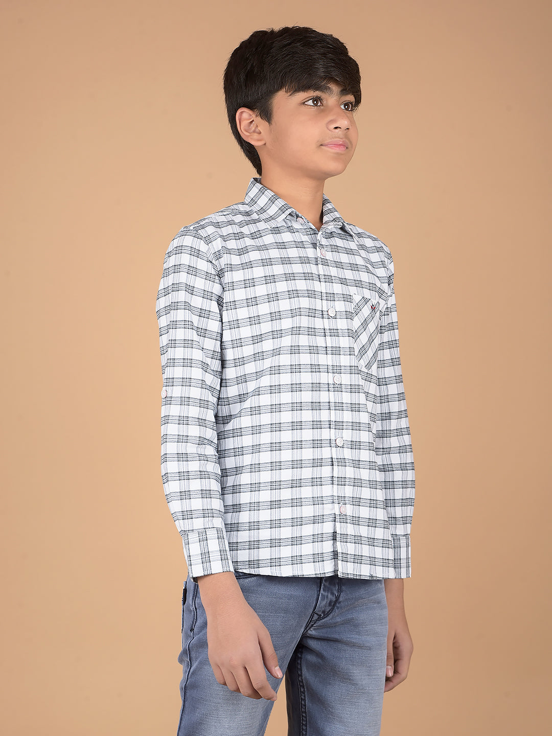 White Checked 100% Cotton Shirt