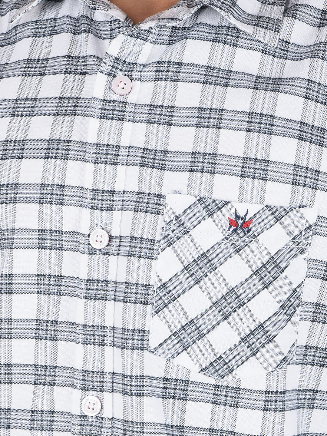 White Checked 100% Cotton Shirt