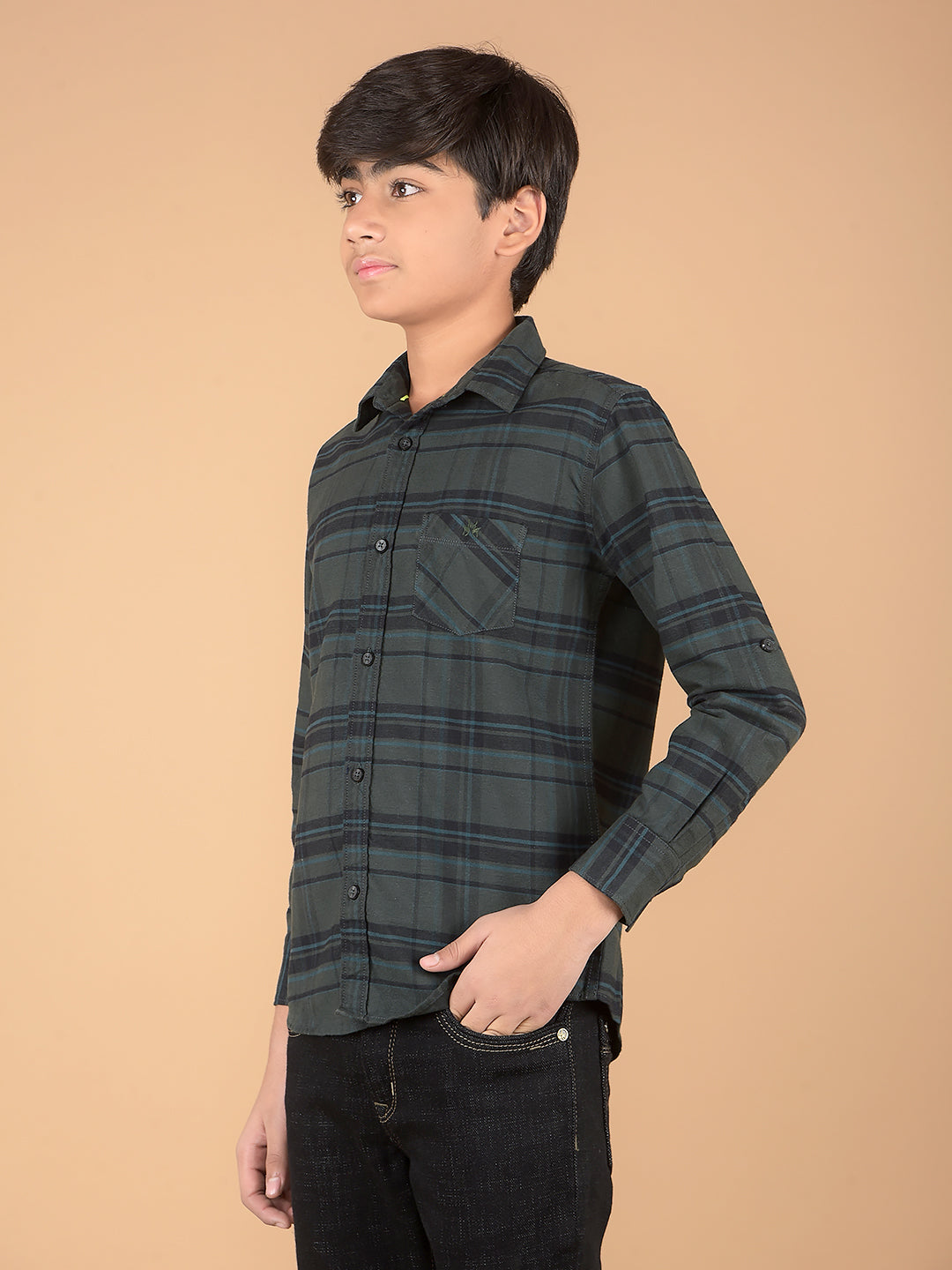 Green Checked 100% Cotton Shirt