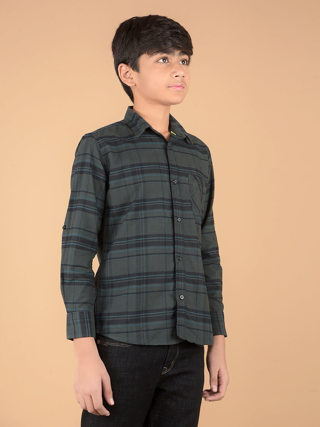 Green Checked 100% Cotton Shirt