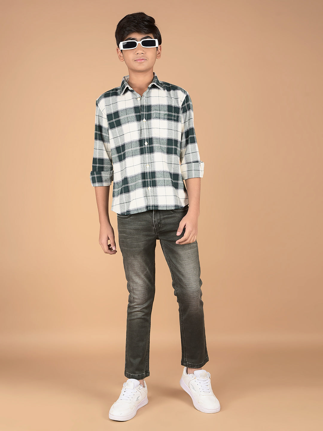 Green Checked 100% Cotton Shirt