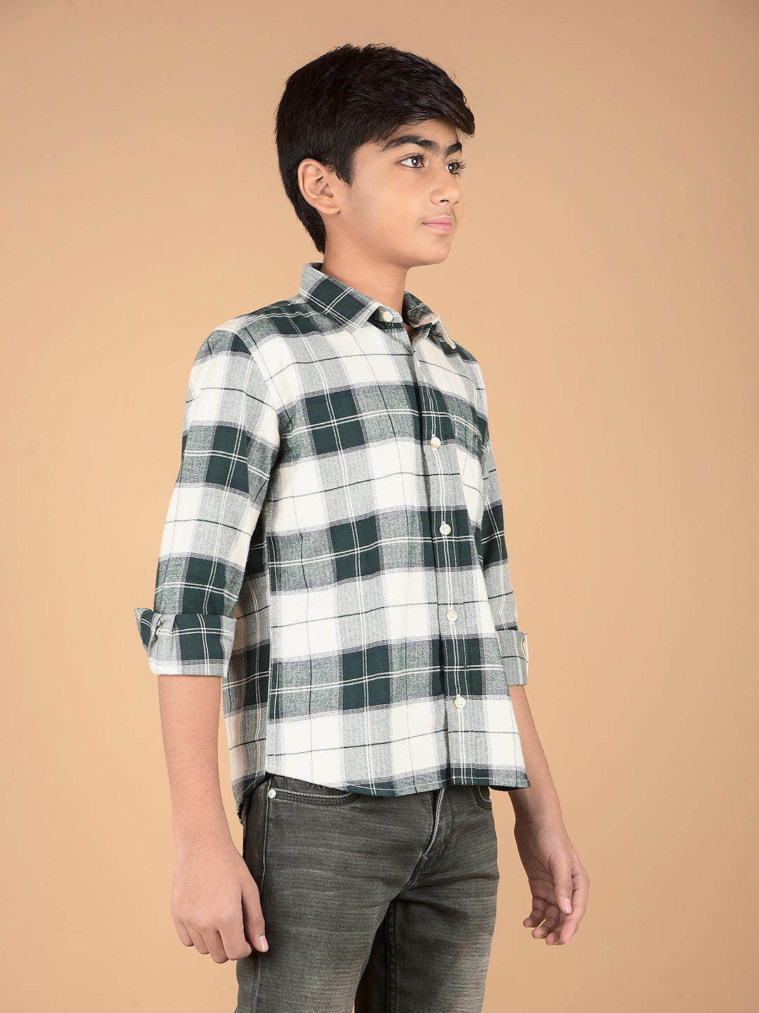 Green Checked 100% Cotton Shirt