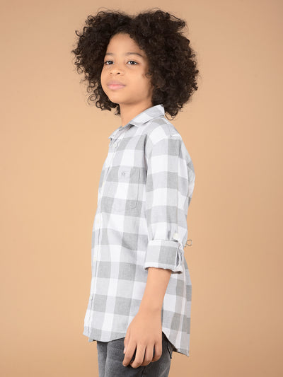 Grey Checked 100% Cotton Shirt