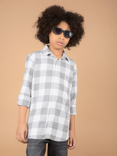 Grey Checked 100% Cotton Shirt