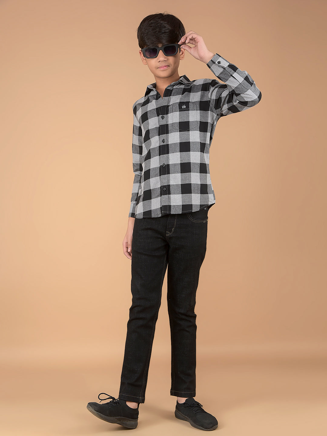 Black Checked 100% Cotton Shirt