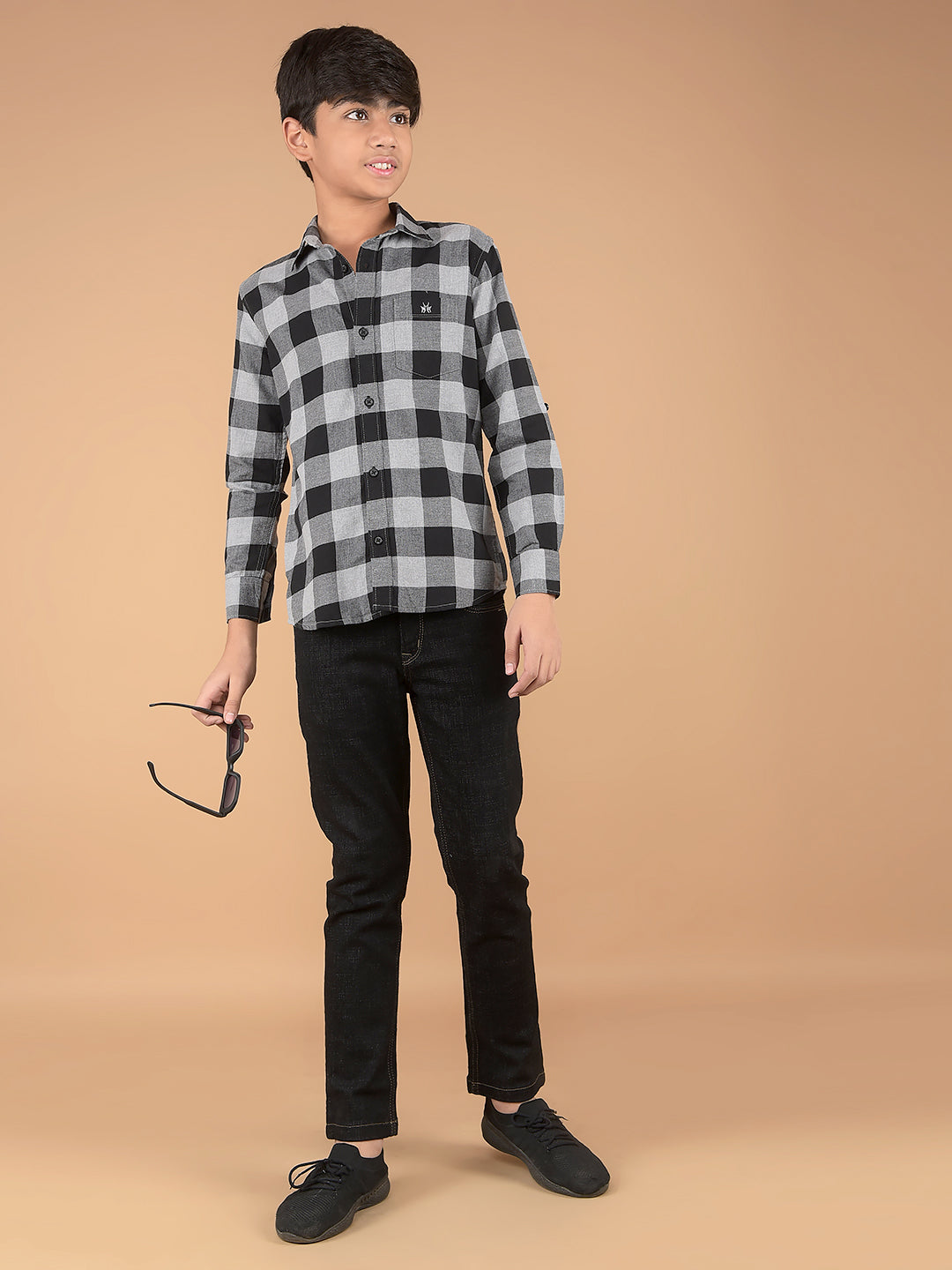 Black Checked 100% Cotton Shirt