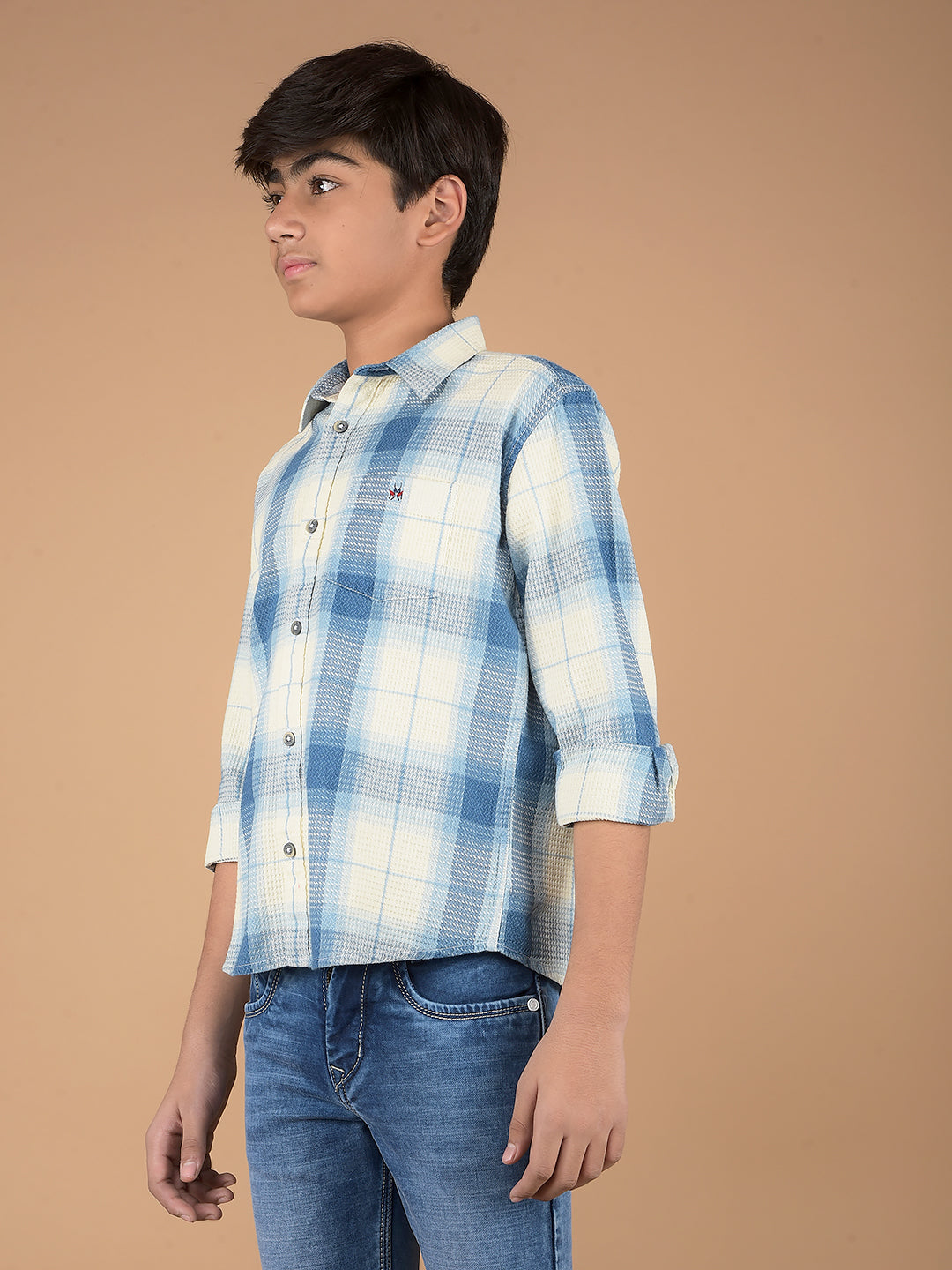 Blue Checked 100% Cotton Shirt