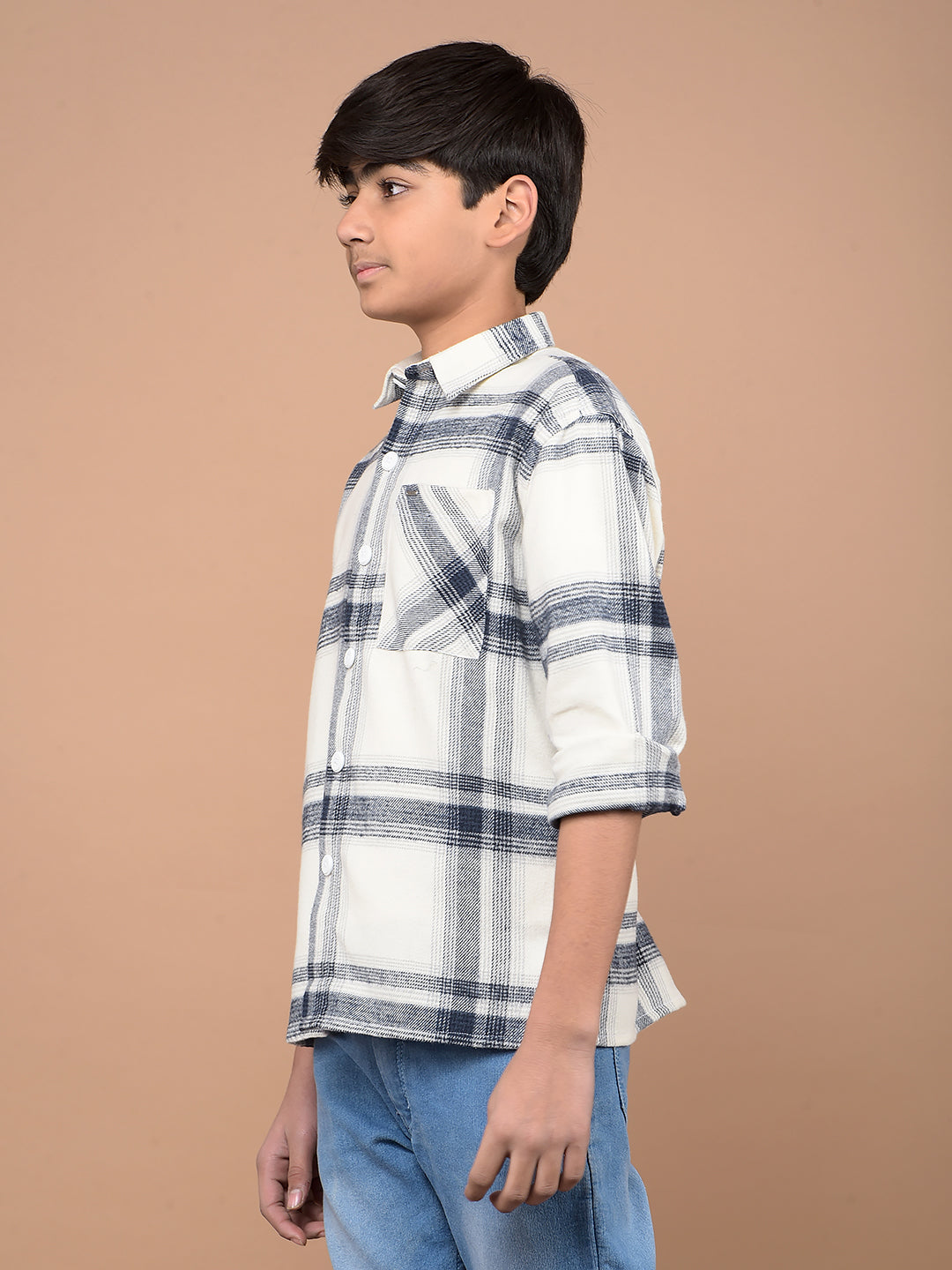 Navy Blue Checked Shirt