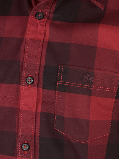 Maroon Checked 100% Cotton Shirt