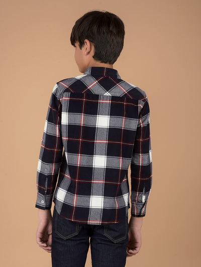 Navy Blue Checked 100% Cotton Shirt