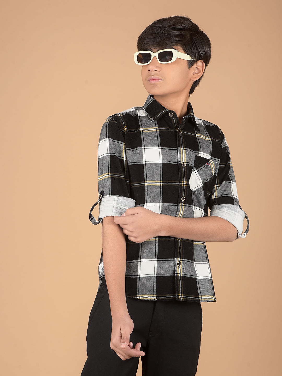 Black Checked 100% Cotton Shirt