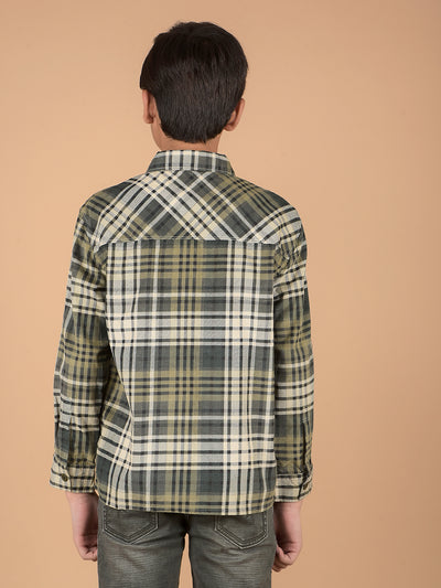 Green Checked 100% Cotton Knitted Shirt