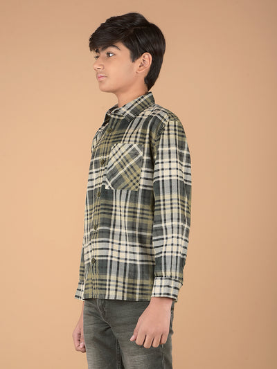 Green Checked 100% Cotton Knitted Shirt