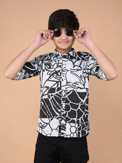 Black Floral Print 100% Cotton Shirt