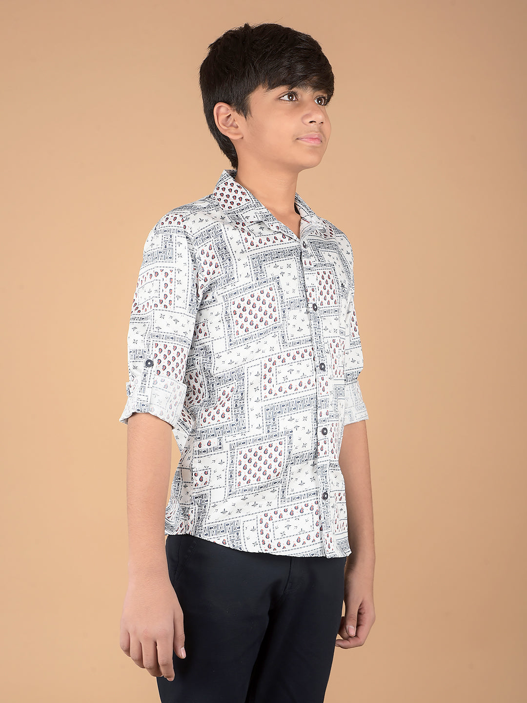 White Printed 100% Cotton Shirt