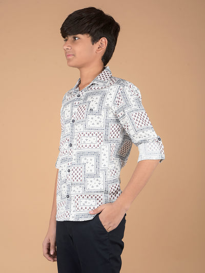 White Printed 100% Cotton Shirt