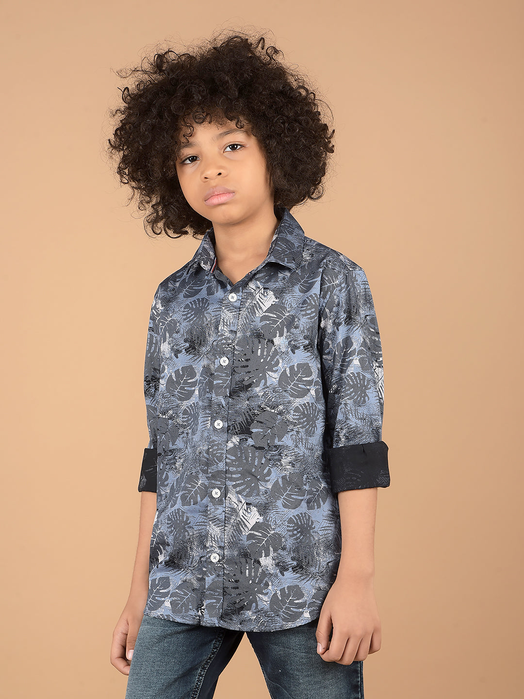 Blue Floral Print 100% Cotton Shirt