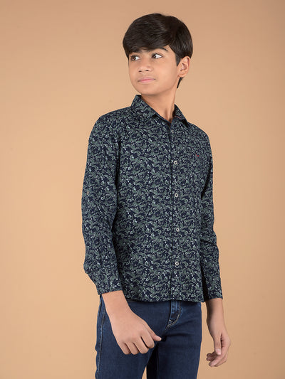 Green Floral Print 100% Cotton Shirt