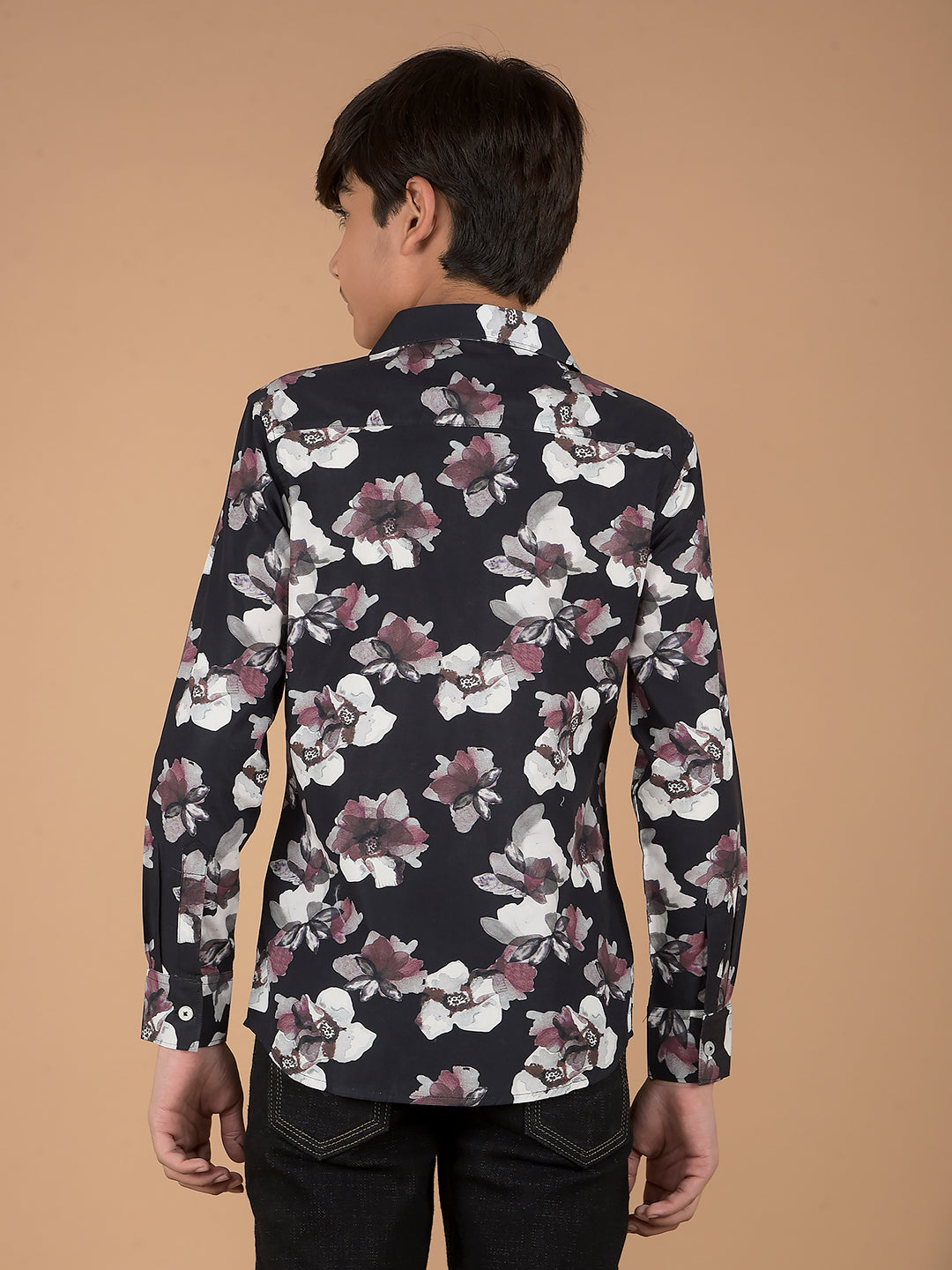 Black Floral Print 100% Cotton Shirt