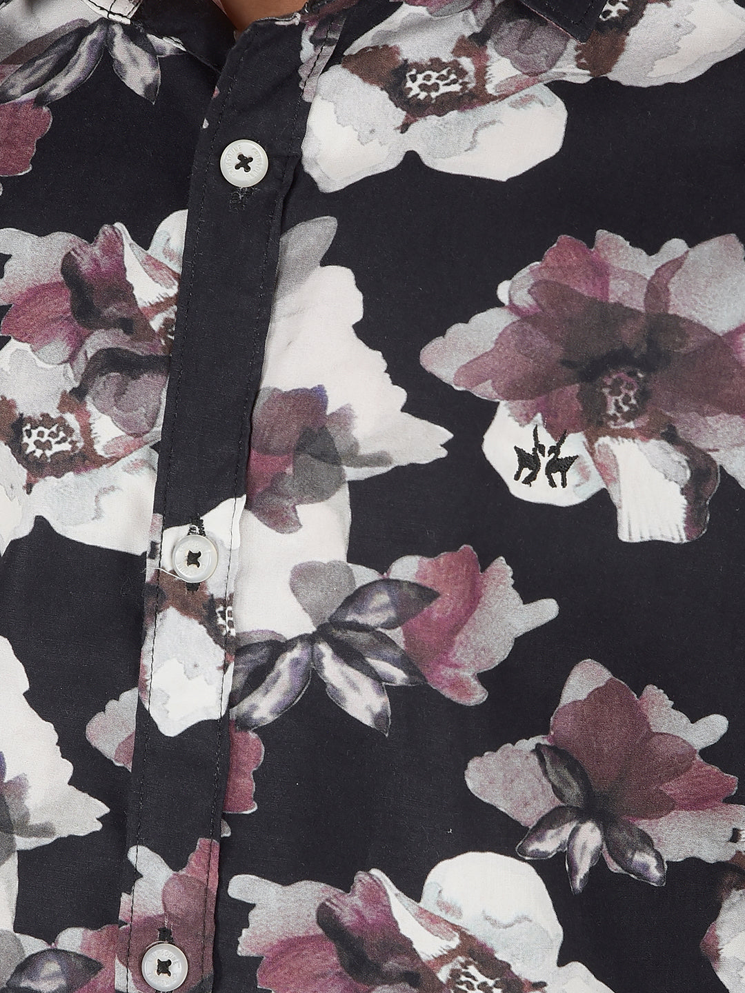 Black Floral Print 100% Cotton Shirt