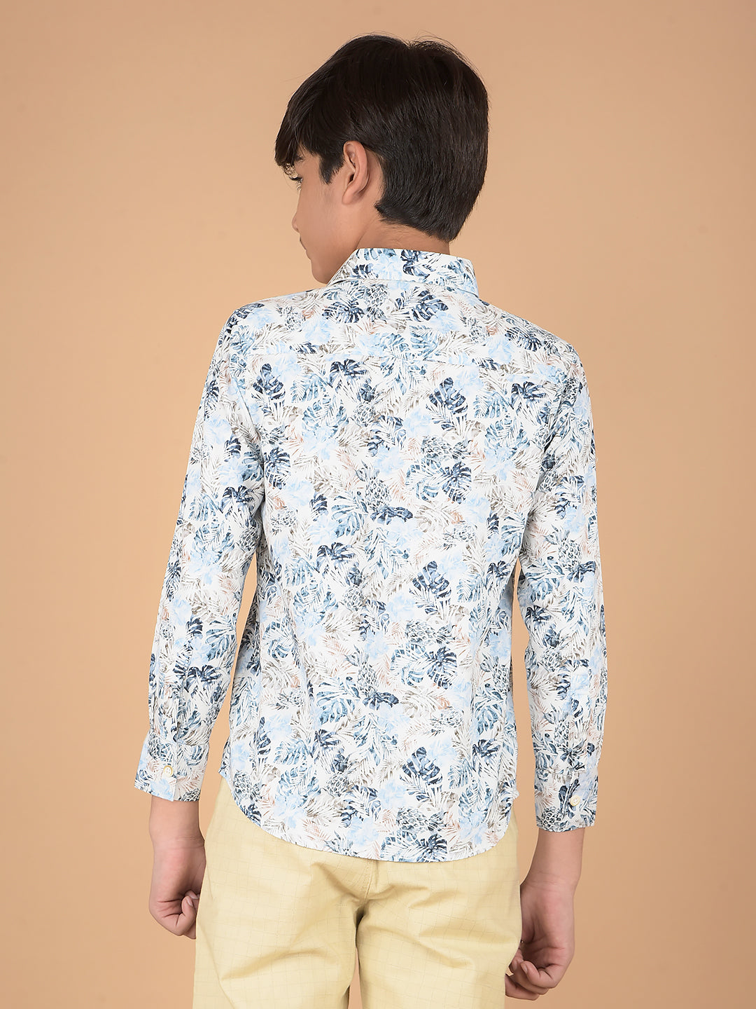 Blue Floral Print 100% Cotton Shirt