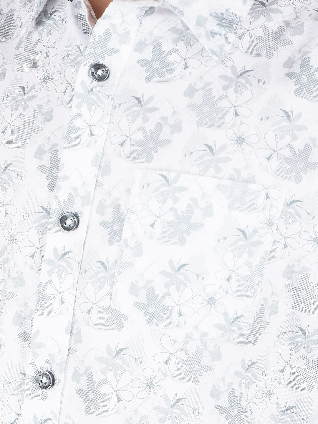 Grey Floral Print 100% Cotton Shirt