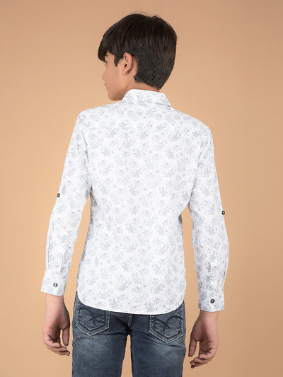 Grey Floral Print 100% Cotton Shirt