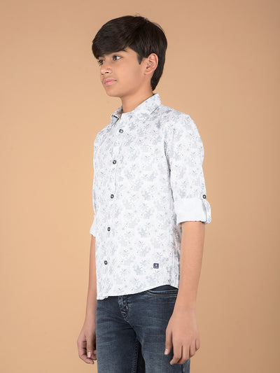 Grey Floral Print 100% Cotton Shirt