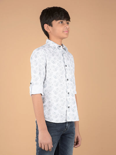 Grey Floral Print 100% Cotton Shirt