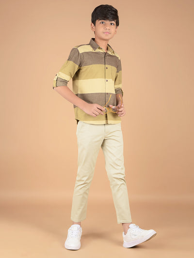 Brown Horizontal Stripes 100% Cotton Shirt