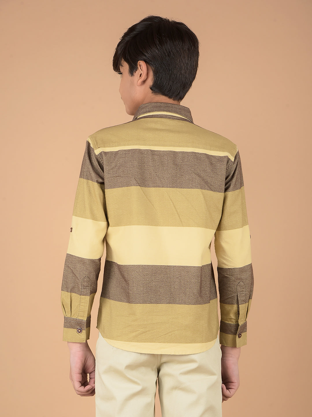 Brown Horizontal Stripes 100% Cotton Shirt