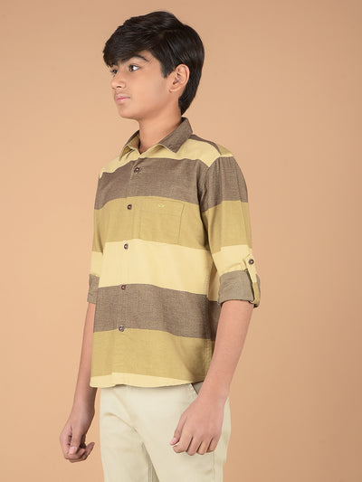 Brown Horizontal Stripes 100% Cotton Shirt